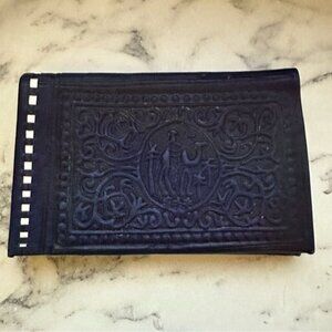 Treasures Of Morocco Handmade Moroccan By-fold Leather Wallet Large Navy